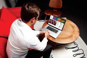 Man typing on computer