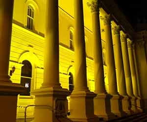 Launceston Town Hall Lit Yellow for Road Safety Awareness Week